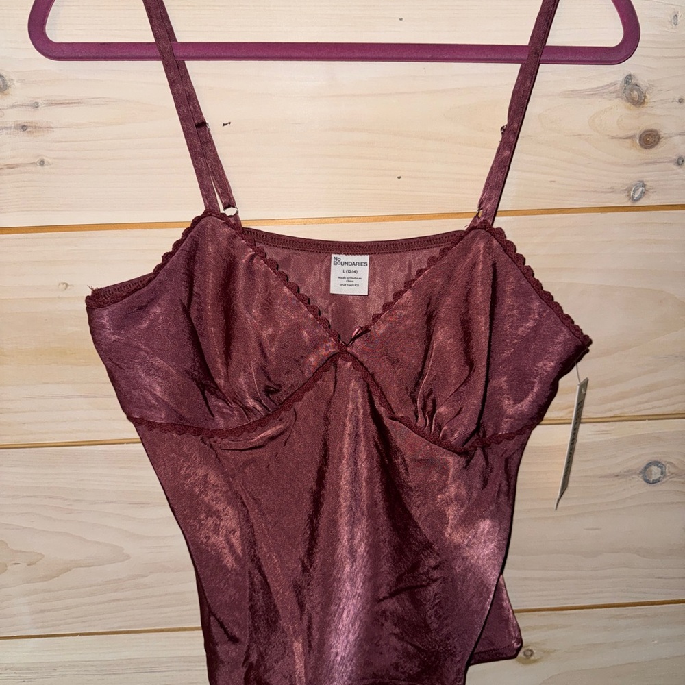 Burgundy Satin Camisole Top